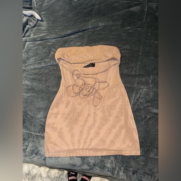 White Fox Special Delivery Mesh Mini Dress - Dark Nude - NWT - Picture 3 of 4